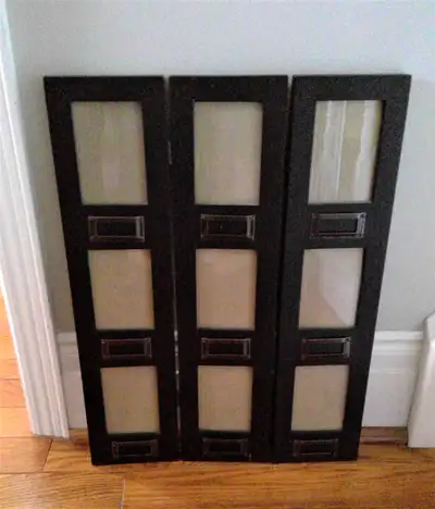Tri-Fold Wood Picture Frame (9 pics) with Tag Hardware, View more