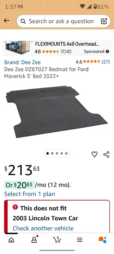 This is a brand new Dee Zee heavy-duty rubber bed mat, designed specifically for the 2022+ Ford Mave...