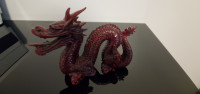 Vintage Red Resin 8" Chinese DRAGON Figure Statue Good Luck, Str