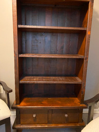 Solid wood bookshelf with 2 drawers