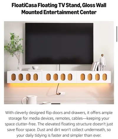 BRAND NEW 86” Floating FloatiCasa TV Stand - FACTORY ASSEMBLED (, View more