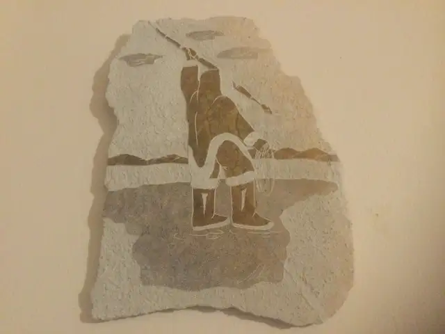 Inuit Stone Art Wall Hanging, signed in Arts & Collectibles in Ottawa - Image 3