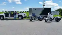 TWO HARLEY DAVIDSONS AND A TRAILER FOR SALE