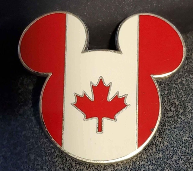 Disney Mickey Mouse Head and Ears Epcot Canada Flag Pin Arts