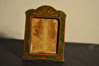 Antique Brass and Enamel Miniature Photo Frame