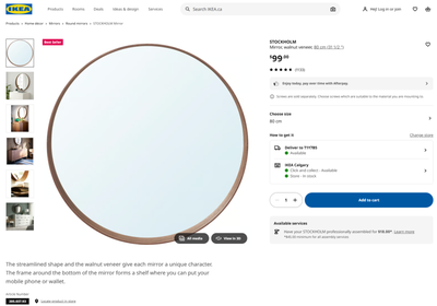 IKEA STOCKHOLM Mirror, walnut veneer, 80 cm (31 1/2 "), View more