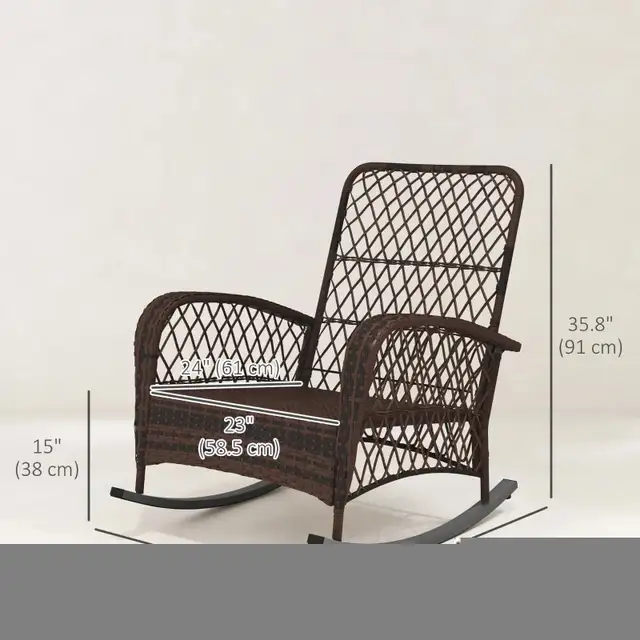Outdoor Wicker Rattan Rocking Chair Set of 2, Patio Rocker with  in Patio & Garden Furniture in Markham / York Region - Image 3