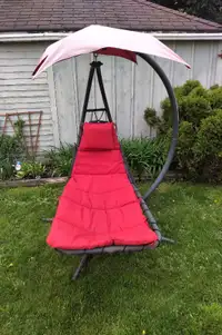 Outdoor Hammock Chair with Stand, Floating Chaise Lounge Chair