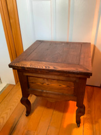 Antique Oak/Walnut Wood Storage Hinged Box on Cabriole Legs