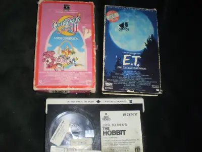 Betamax tapes - E.T., Care Bears, The Hobbit,, View more