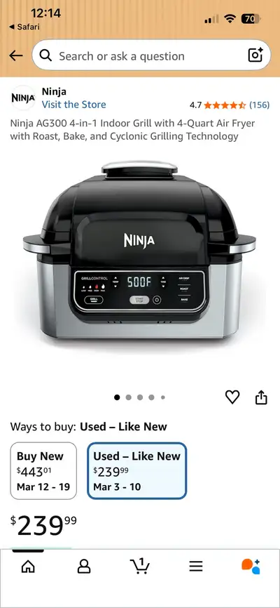 ninja foodi grill and air fryer, View more