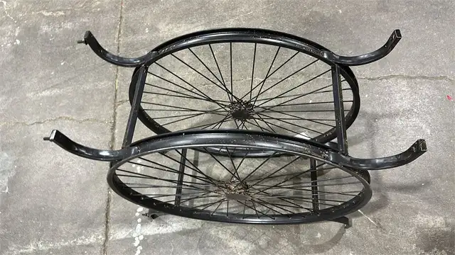 Deco 79 Wood Bike Wide Slatted Top Console Table with Dual Wheel in Other Tables in City of Toronto - Image 11