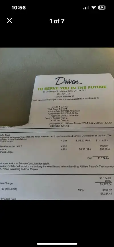 Rims included. Basically brand new tires. Comes with paperwork P225 55R/18 97H. 950. 00 with rims.