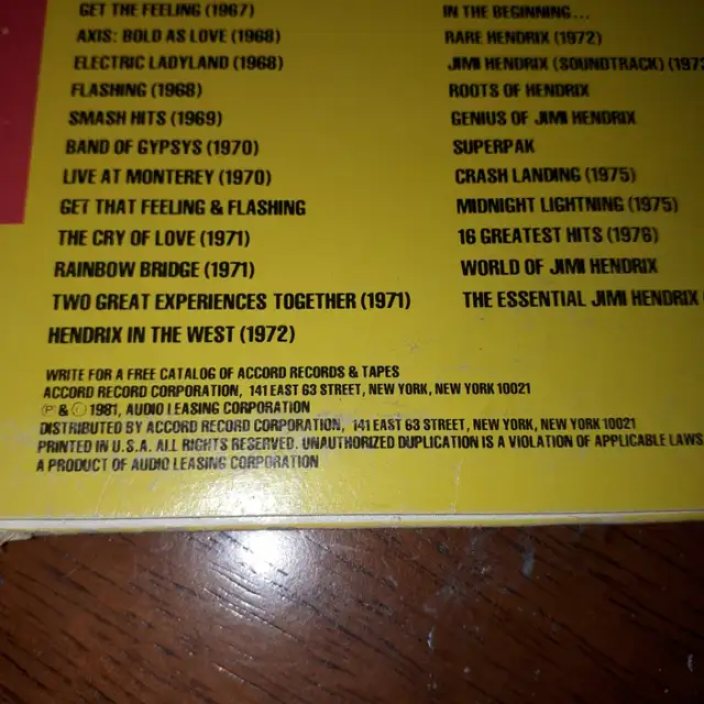 1981 Hendrix Vinyl #SN 7112 Free Spirit63009267858945122