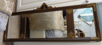 mantle mirror ANTIQUE Trumeau 3 beveled PANELS fancy HEAVY 44”L