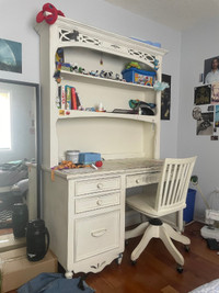 Large Desk with pullout keyboard tray, and chair