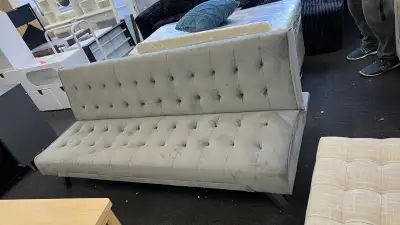 Modern 3-seater convertible futon sofa bed with soft flannel, View more