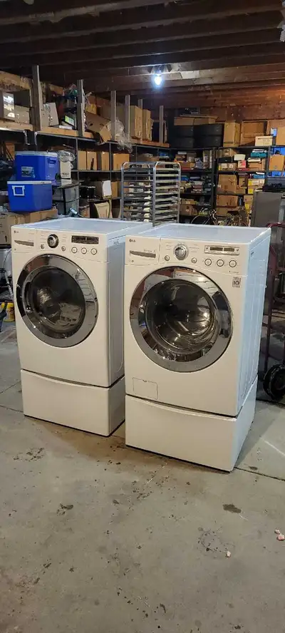LG 7.3 cube large front load washer and dryer combo , View more