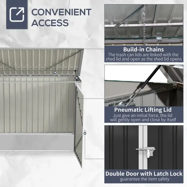 Outdoor Trash Can Shed with Double Door and Vents Outdoor Garden in Outdoor Tools & Storage in Markham / York Region - Image 5