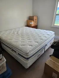 Kingsized pillow top mattress, boxspring, and frame