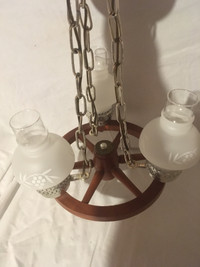 Vintage Wooden Wagon Wheel Lamp