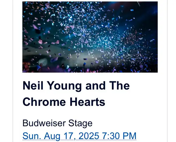 Neil Young Concert  - 1 Ticket. Discounted!63611963923969121