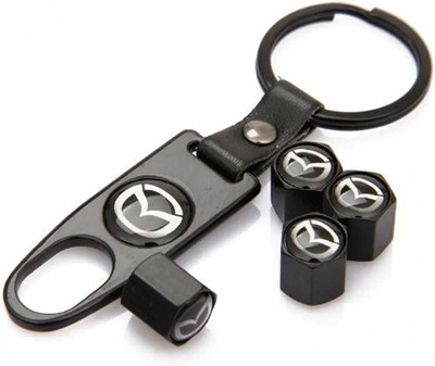 Mazda - Tire Air Valve Cover Cap w Lock Wrench Keychain Set 