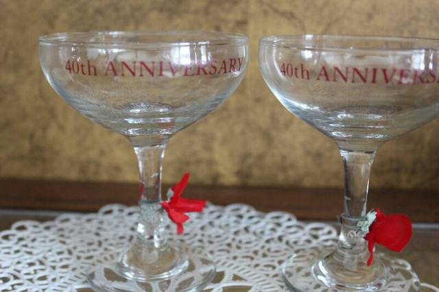 40th Anniversary Champagne Glasses (pair) in Kitchen & Dining Wares in Moncton