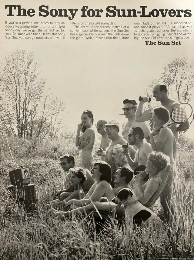 1967 Sony Portable TV w/Sun-Lovers Original Ad in Arts & Collectibles in North Bay - Image 2