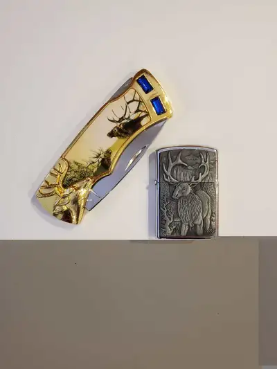 Knife and Lighter Set. Elk Theme., View more