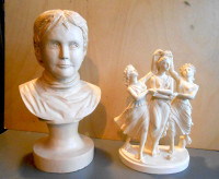 Statuettes - Buste Jeune Homme en Bois - Trois Grâces C. Ruggeri
