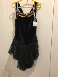 New black velvet skating dress with chiffon skirt
