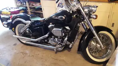 West Eagle 'Chrome 'n' Hide ' model. Mounted to a Scootworks seat pan for Honda Shadow ACE 750cc mod...