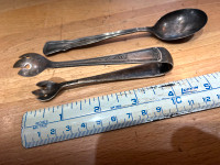 Antique Sterling Silver Sugar Tongs & Spoon