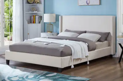 Brand New Boulce Fabric White Queen Bed Frame For Sale, View more