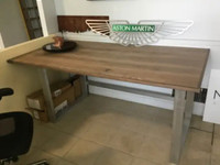 Customized modern walnut office/dining table with aluminum base