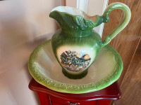 Vintage Ironstone England Pitcher & Wash Basin