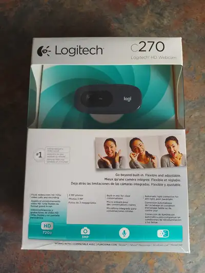 Logitech C270 HD Webcam with Noise-Reducing Mics for Video Calls, View more