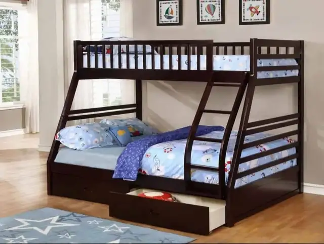 Lit Superposé B-117-Simple-Double  (Blanc, Gris , Expresso) !!! in Beds & Mattresses in City of Montréal - Image 8