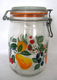 ANCIEN BOCAL pour CONSERVES..TRES BELLE DECORATION de FRUITS.