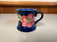 Vintage Moorcroft Pottery “Clematis” Flowers small mug. repaired