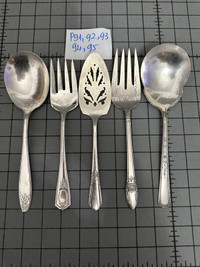 Antique/ Vintage silver plated serving salad spoons and forks, p
