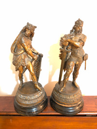 Well-Executed Pair of English Spelter Figures of Visigoth Warrio