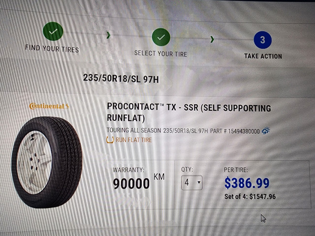 Continental Procontact SSR 235/50/R18 tires in Tires & Rims in City of Halifax - Image 2