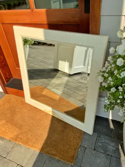 GORGEOUS Very Large beveled mirror designer painted /antiqued, View more