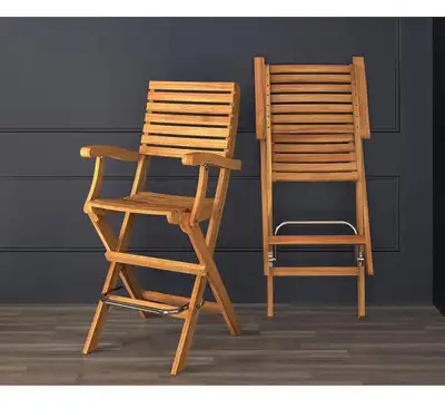 Elevate your home bar with this nearly-new Casino Bar Chair, crafted from beautiful, durable wood an...