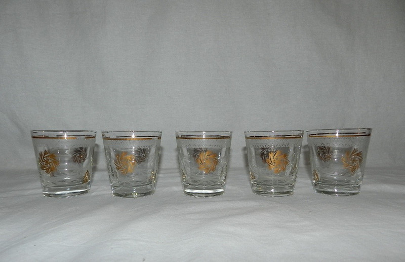 Used, Vintage MCM pinwheel lowball glasses for sale  