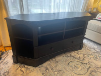 Large wooden cabinet TV stand with 2 drawers. 
