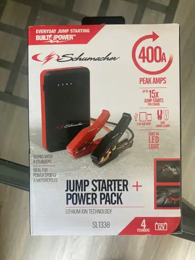 Portable 400 peak 12v jump starter/power pack. Brand New, still in box. Paid $130 Asking $65 obo