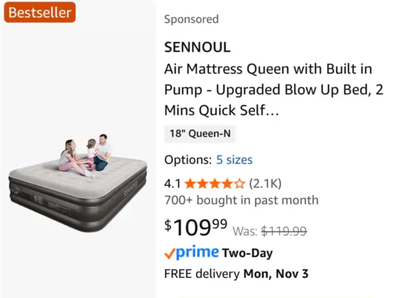 Queen Air Mattress with pump - brand new, View more